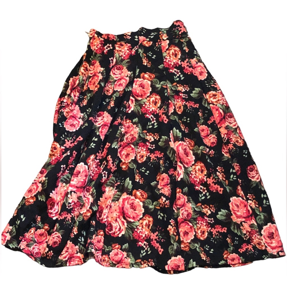 My Story Pink Floral Midi Skirt Small